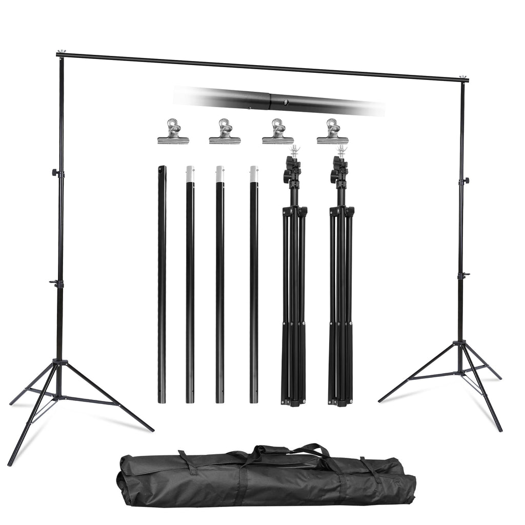 6.5x10FT Portable Backdrop Stand Kit with 4 Steel Clamps Carrying Bag O65509