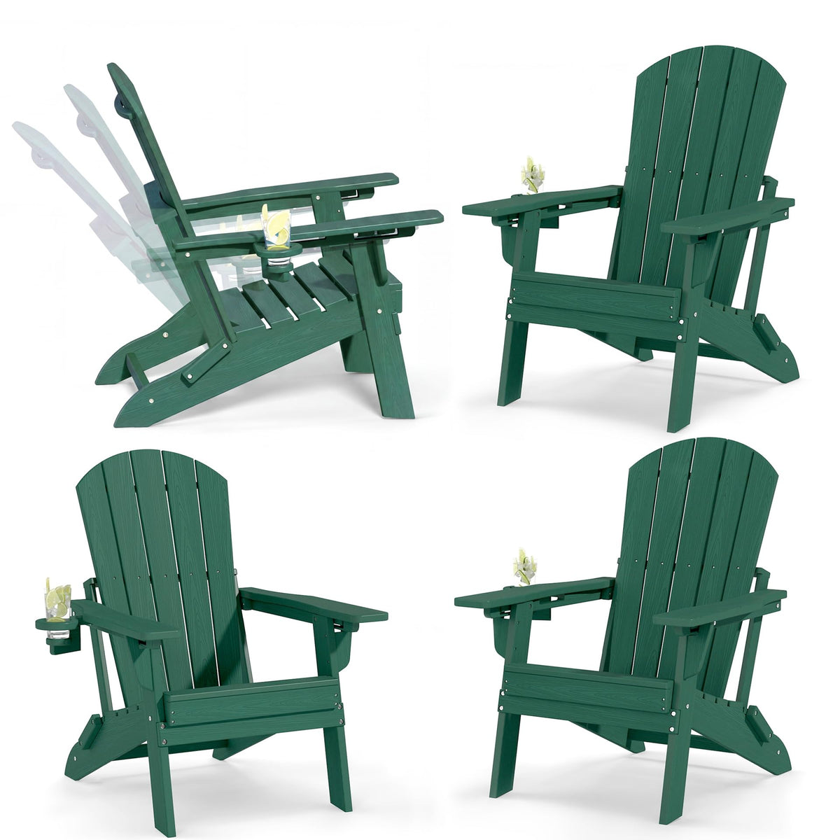 Folding Adjustable Adirondack Chair Set of 2 Green C44330