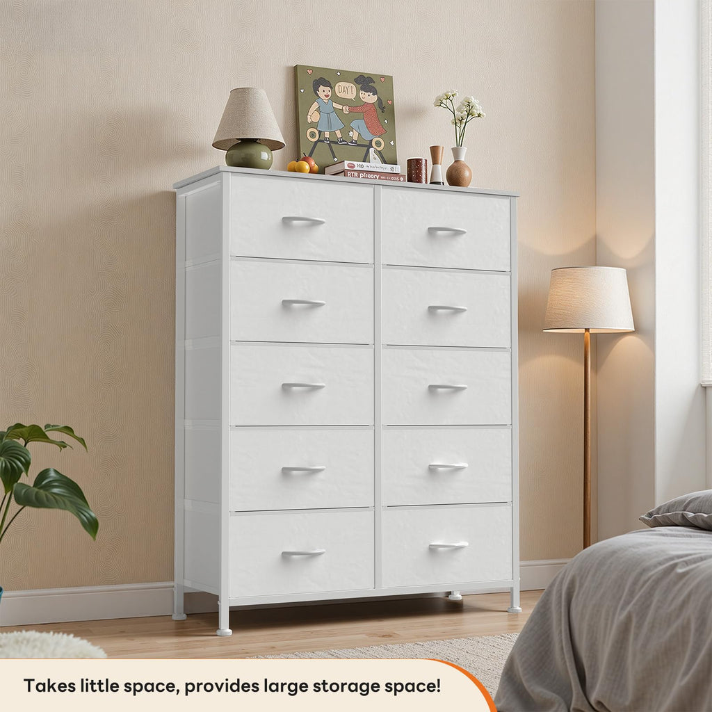 White 10 Drawer Tall Dresser F8081