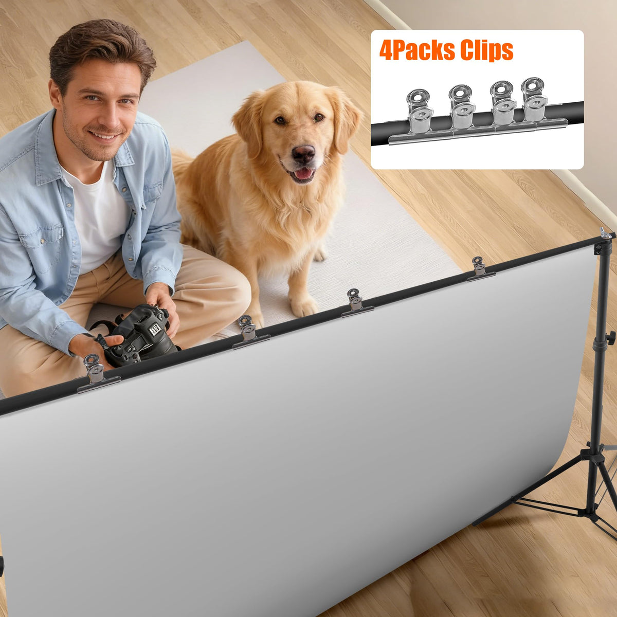 6.5x10FT Portable Backdrop Stand Kit with 4 Steel Clamps Carrying Bag O65509