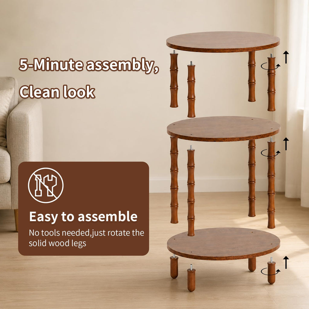 Brown 3-Tier Oval Side Table U739