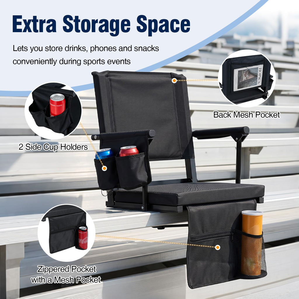 2 Pack Stadium Seats with Back Support & Cup Holders O3642