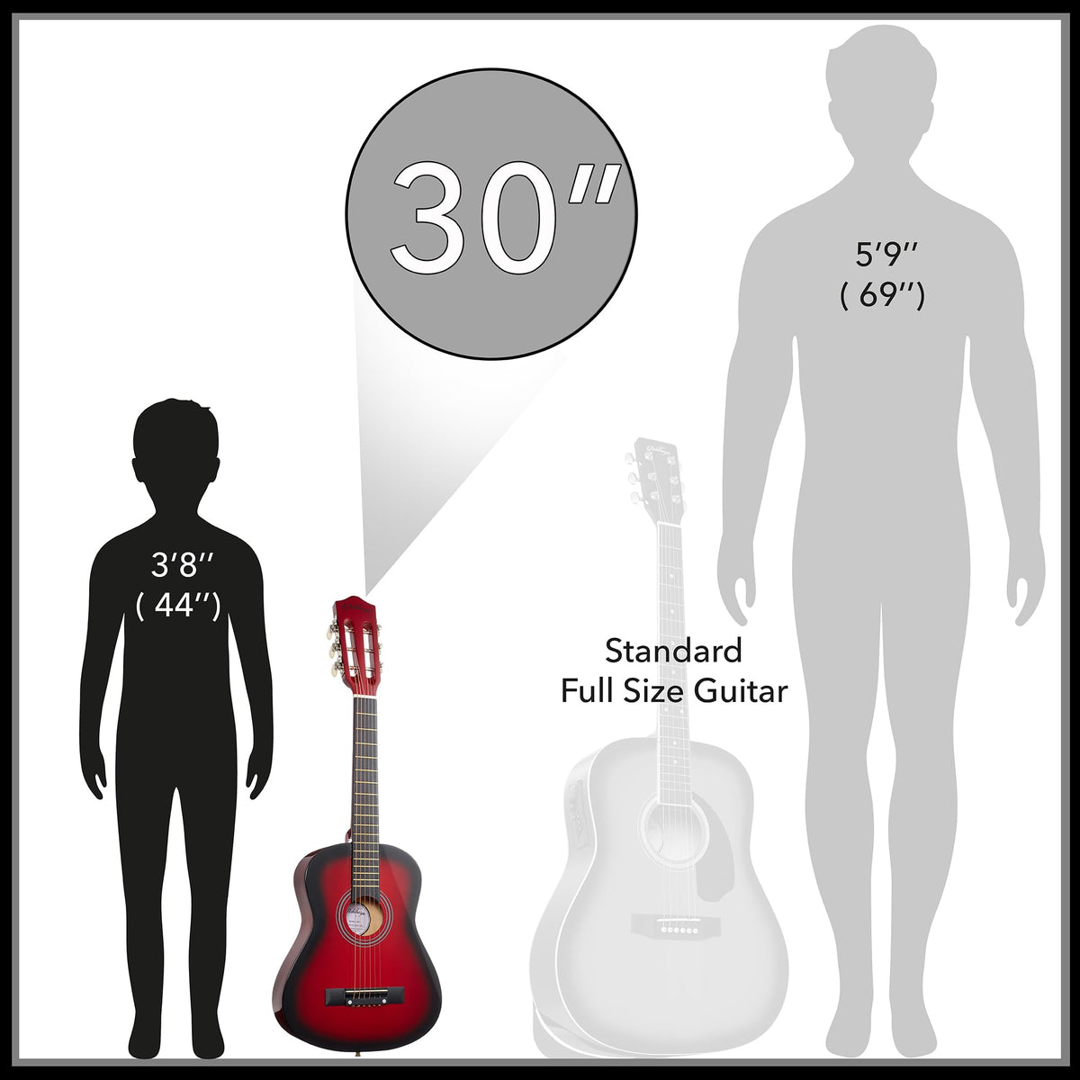 30-inch Kids Acoustic Guitar Beginner Kit with Gig Bag I865