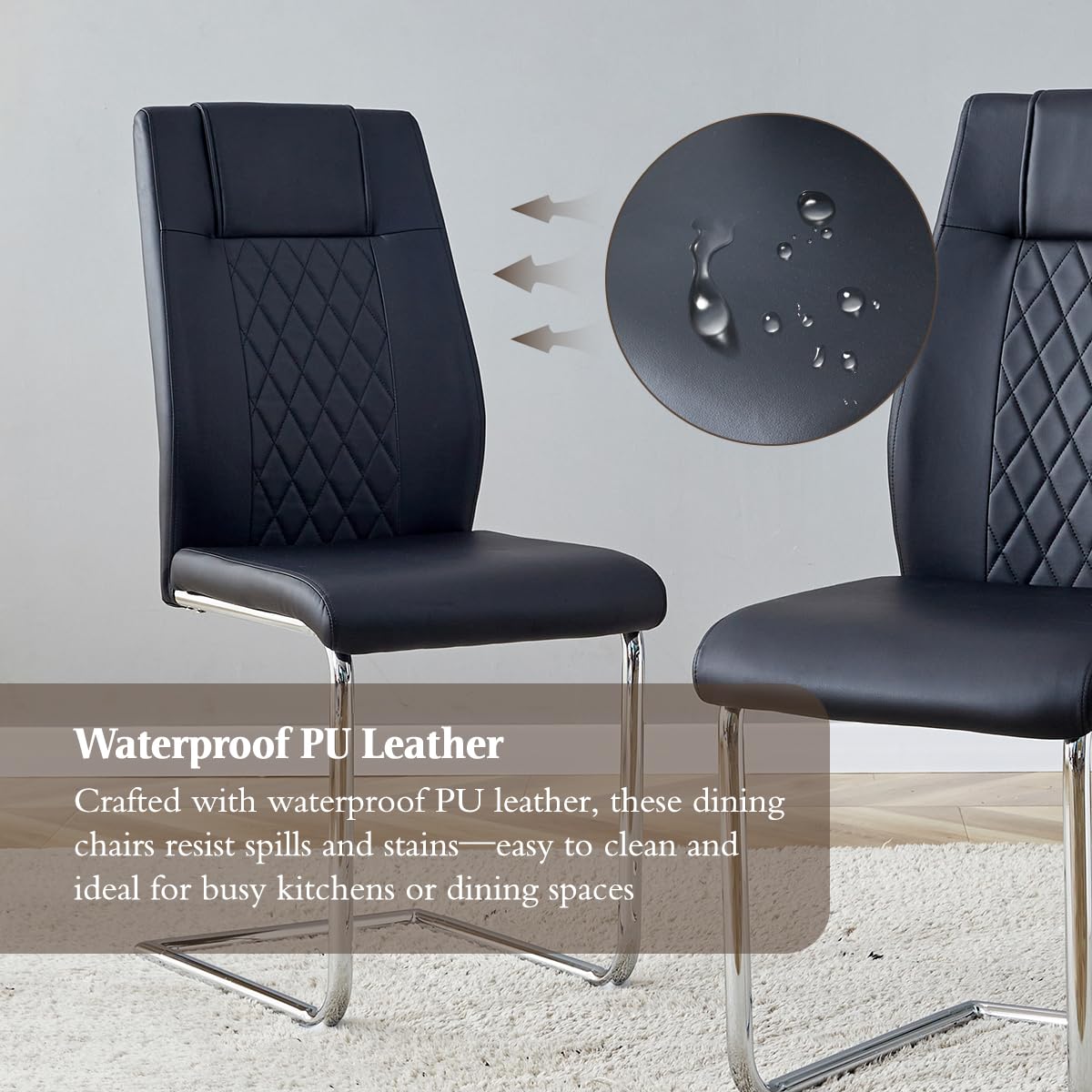 Black Faux Leather Dining Chairs Set 6 G481675