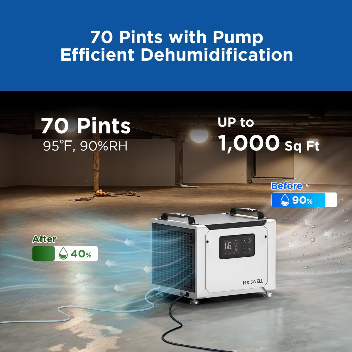 70 Pints Commercial Dehumidifier with Pump A98968
