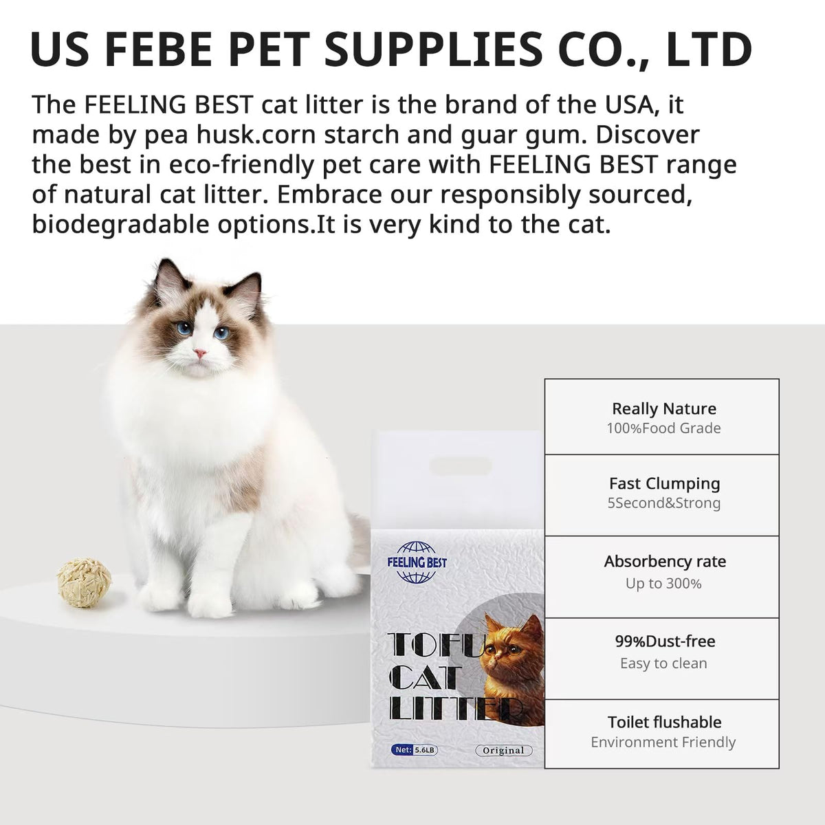 Plant-Based Flushable Tofu Cat Litter 33.6 lb L852273