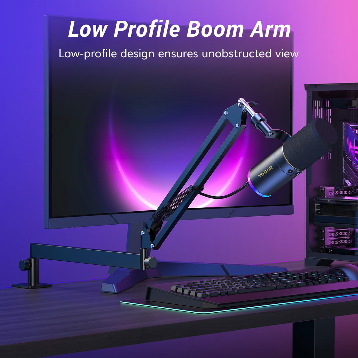 Black XLR USB Dynamic Podcast Microphone with Boom Arm H41985