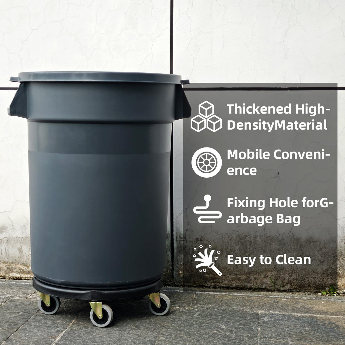 32 Gallon Outdoor Trash Can with Lid and Wheels Q60983