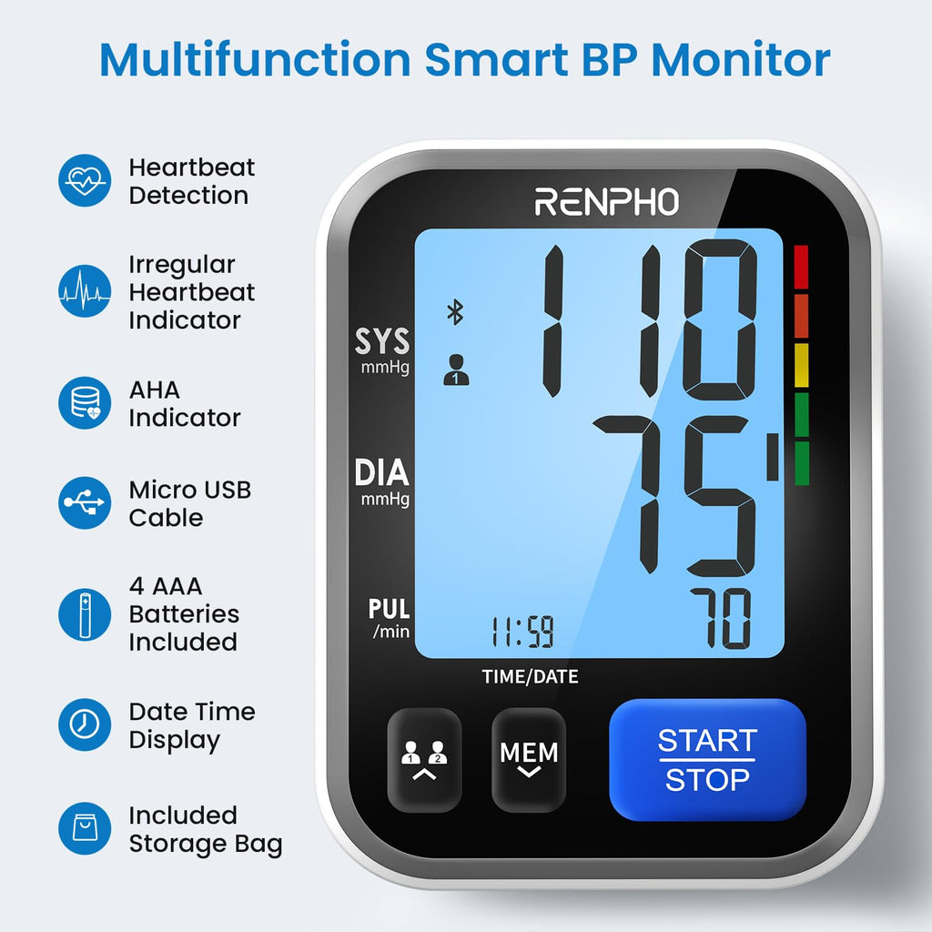 Smart Blood Pressure Monitor with Wide Cuff S137
