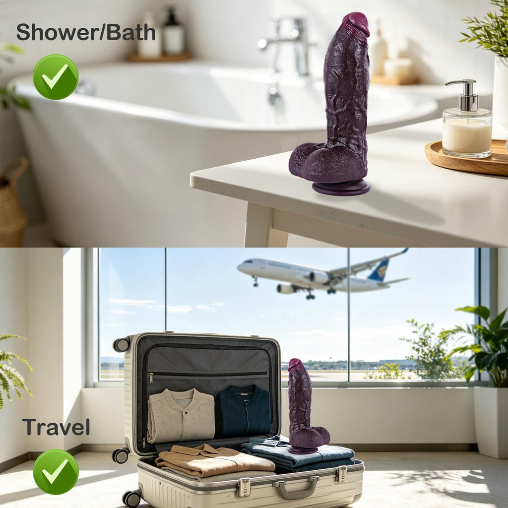 9.7" Dual Density Black Dildo with Suction Cup N923