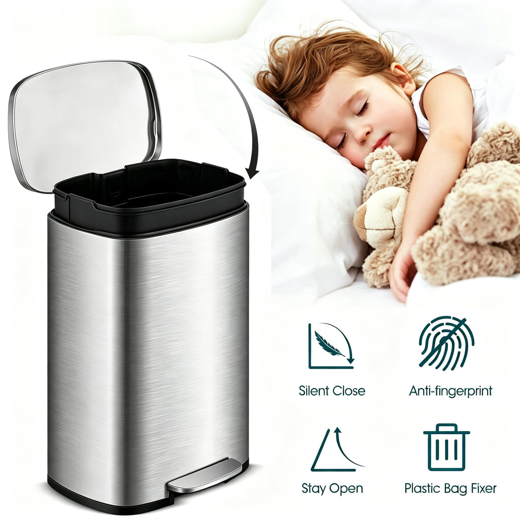 13 Gallon Stainless Steel Step Trash Can N67663