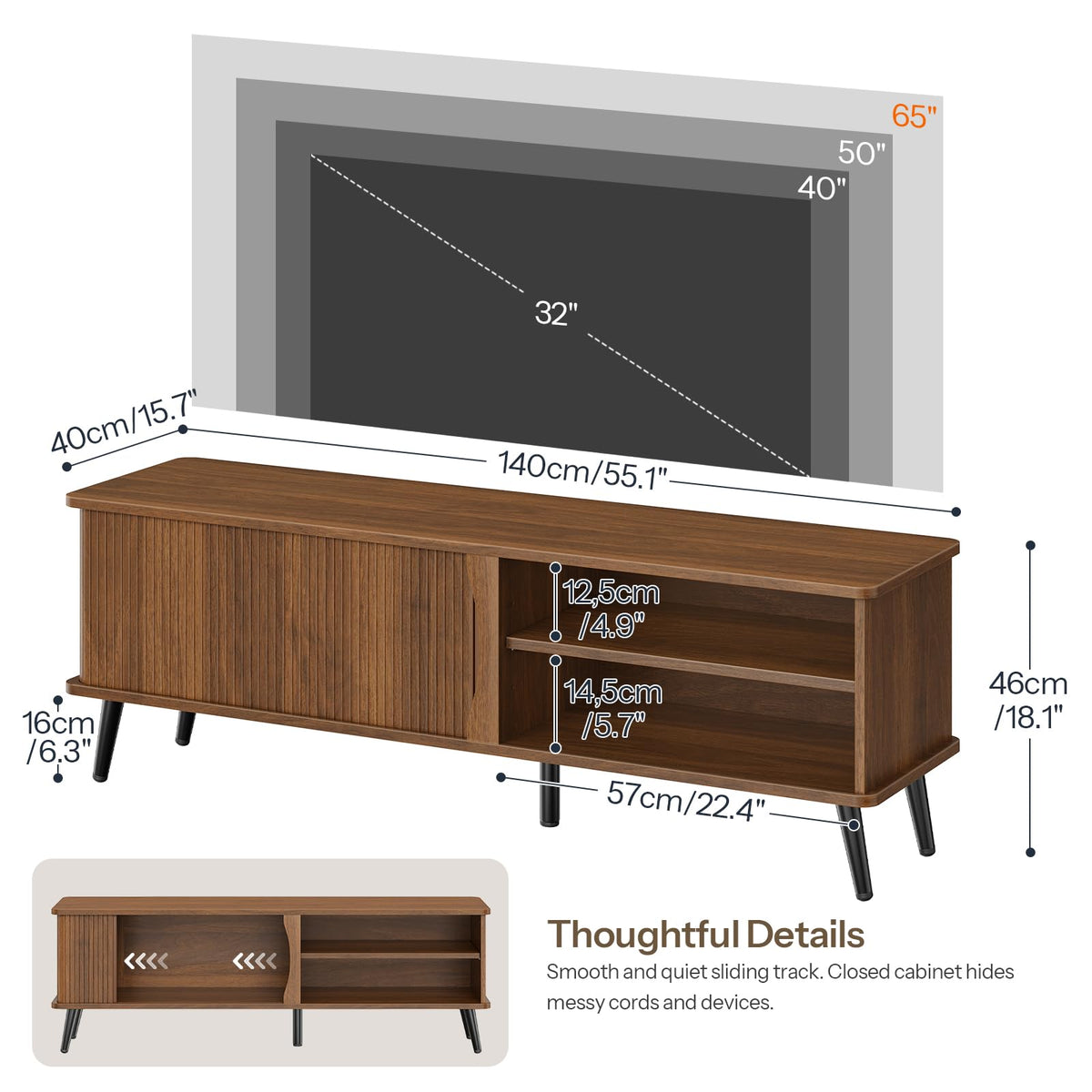 Mid Century Modern TV Stand with Storage F893552