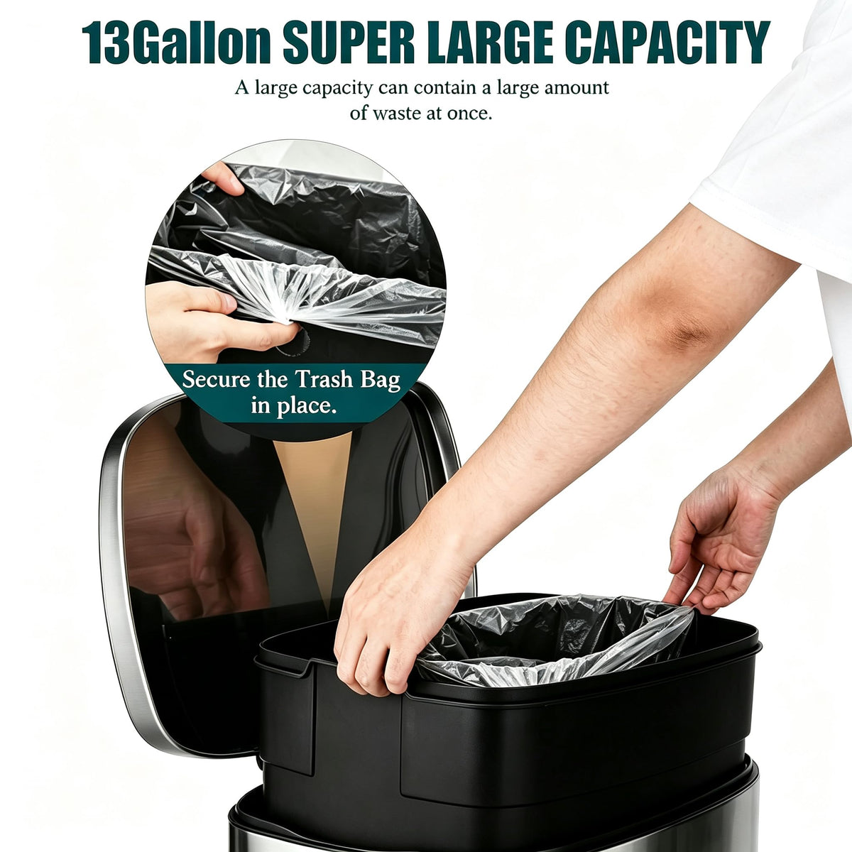 13 Gallon Stainless Steel Step Trash Can N67663