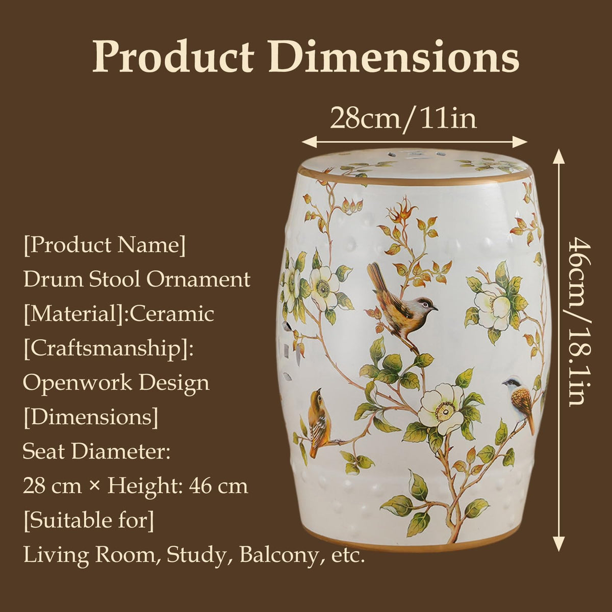 Hand-Painted Ceramic Drum Stool B9941