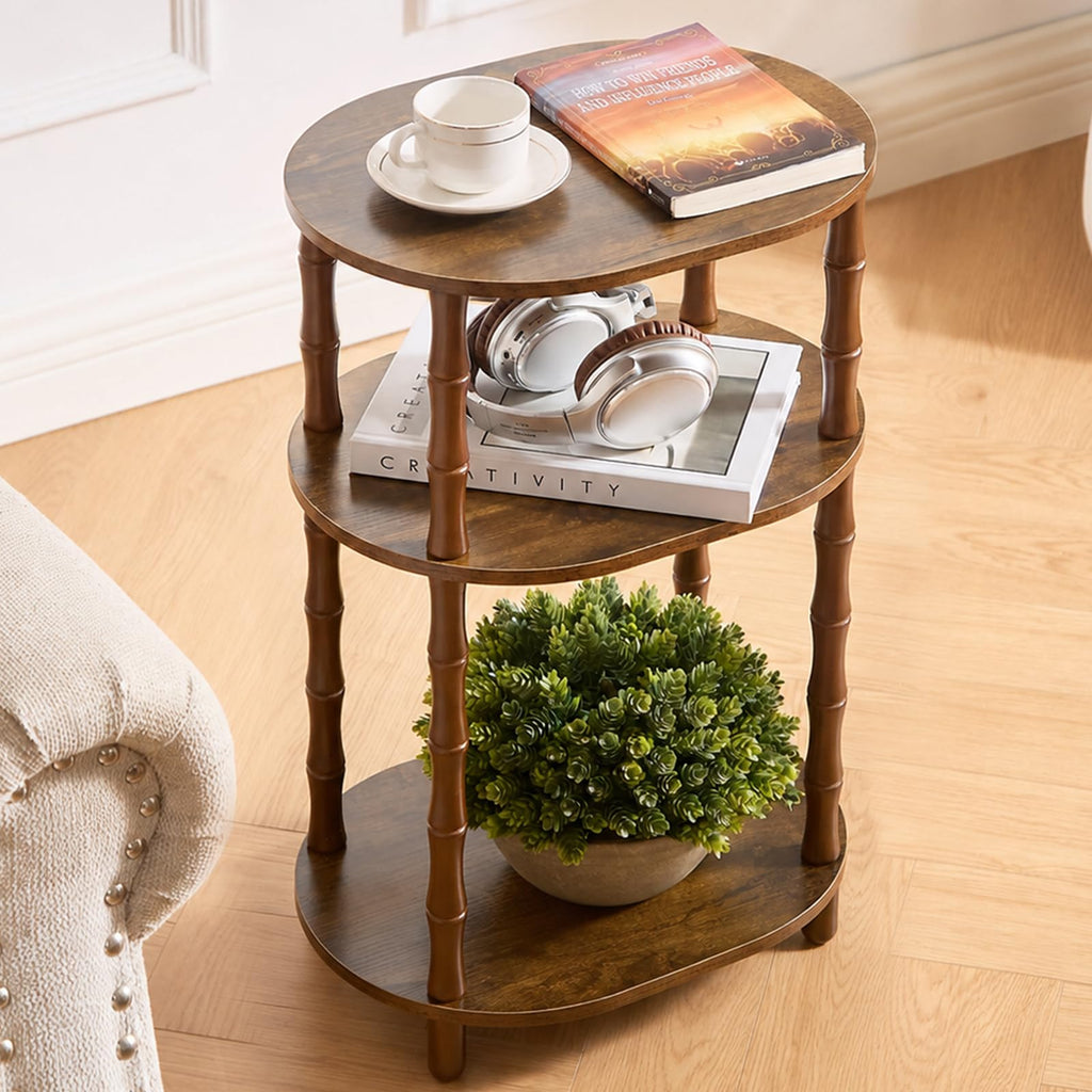Brown 3-Tier Oval Side Table U739