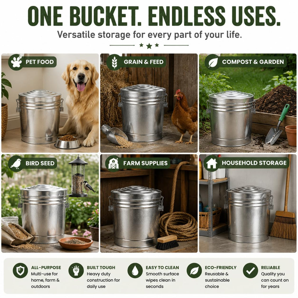 6 Gallon Metal Trash Can with Lid V264