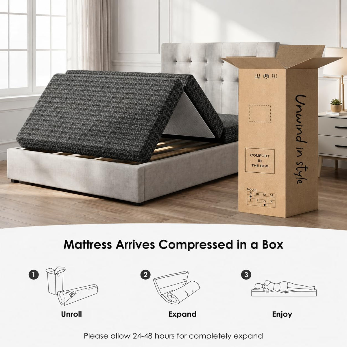 Queen Tri-Fold Memory Foam Mattress K282