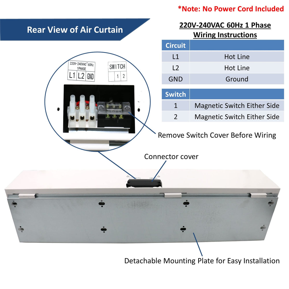 40" 230V Heated 2 Speeds 670CFM Commercial Indoor Air Curtain B145