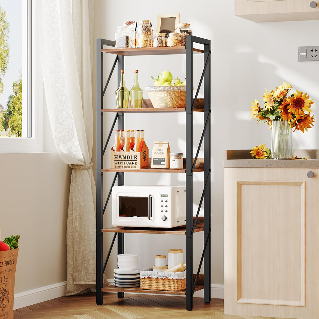 5-Tier Industrial Bookshelf with Metal Frame T53962