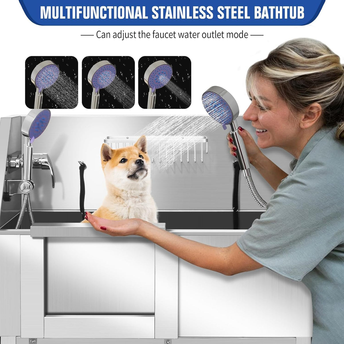 34" Stainless Steel Dog Grooming Tub with Stairs O293