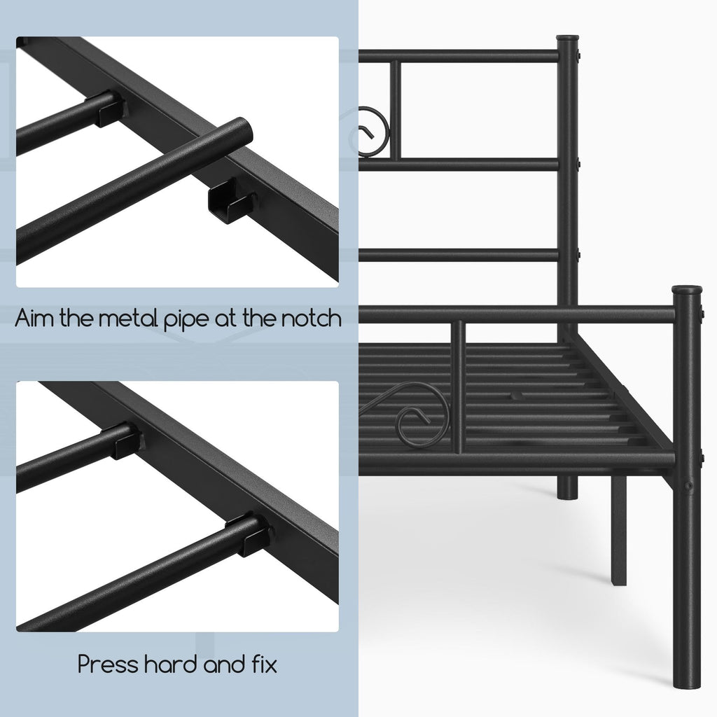 Black Metal Bed Frame with Headboard and Footboard T656070