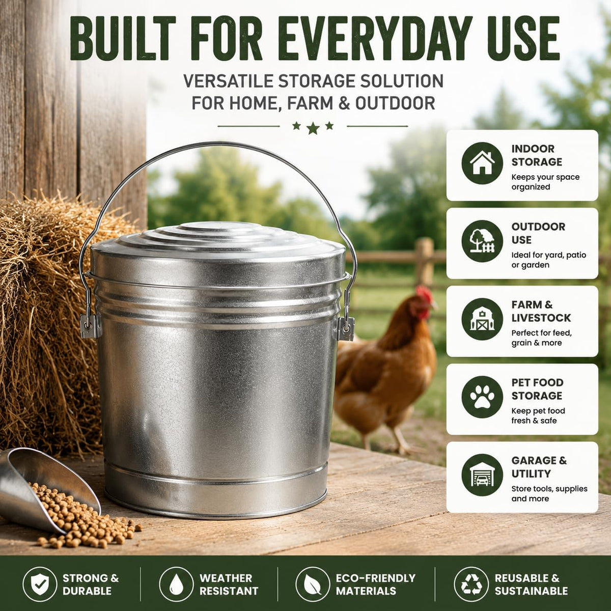6 Gallon Metal Trash Can with Lid V264