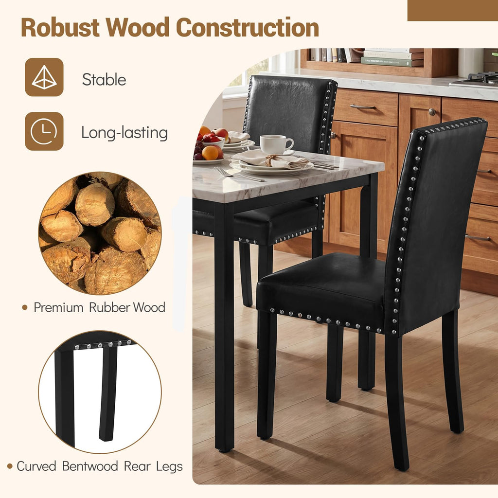 Black Faux Leather Upholstered Dining Chairs Set of 4 E8092