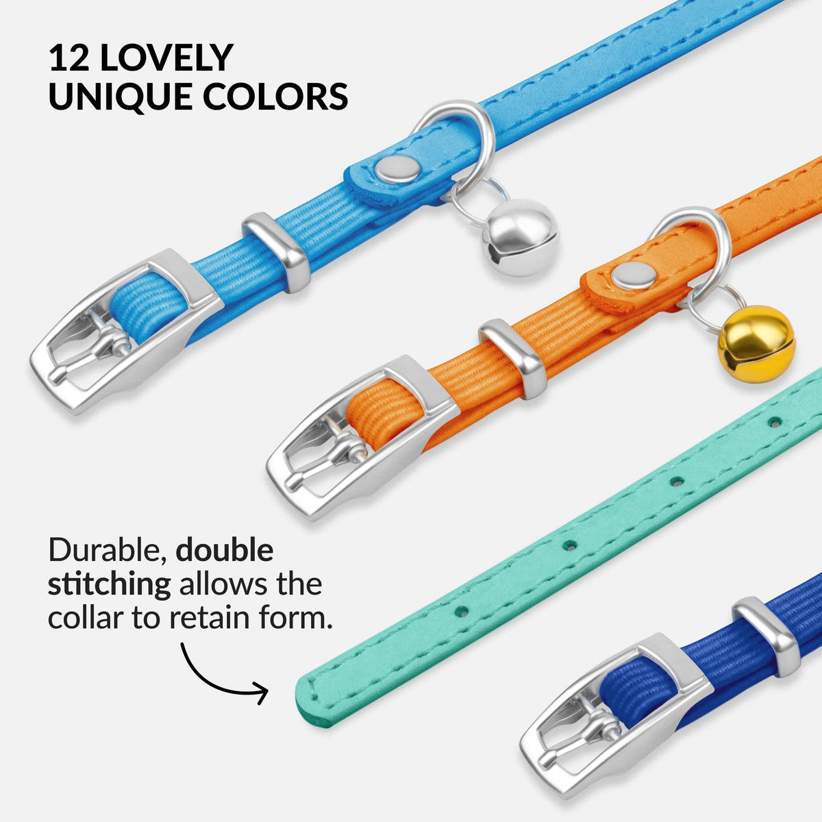 Soft Leather Cat Collar with Safety Elastic Strap K5384