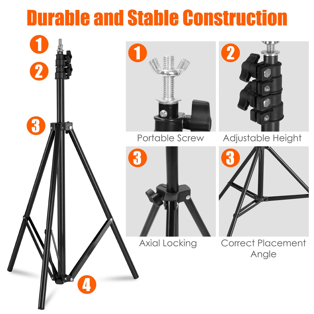 6.5x10FT Portable Backdrop Stand Kit with 4 Steel Clamps Carrying Bag O65509