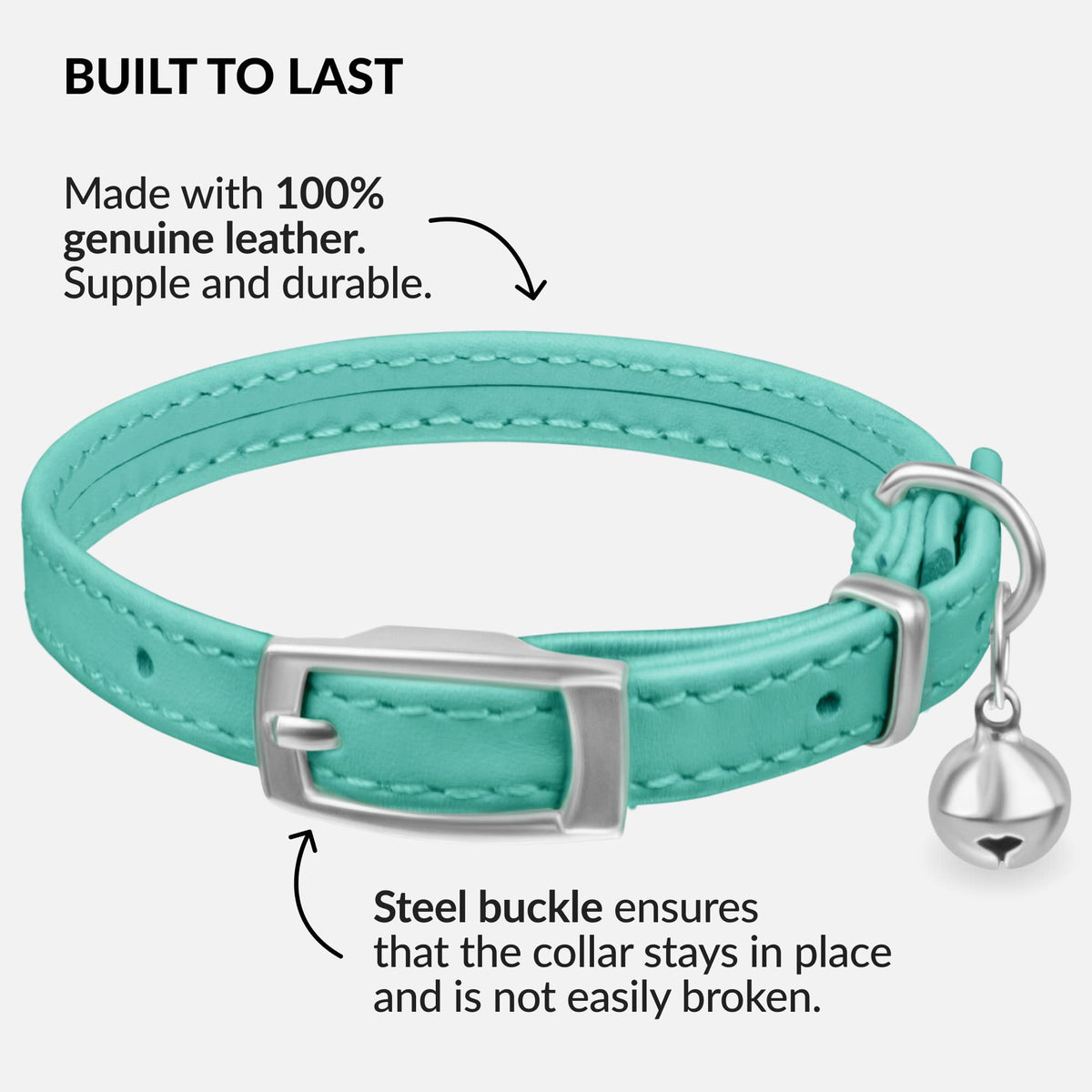 Soft Leather Cat Collar with Safety Elastic Strap K5384