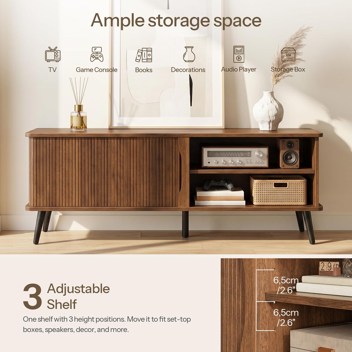 Mid Century Modern TV Stand with Storage F893552