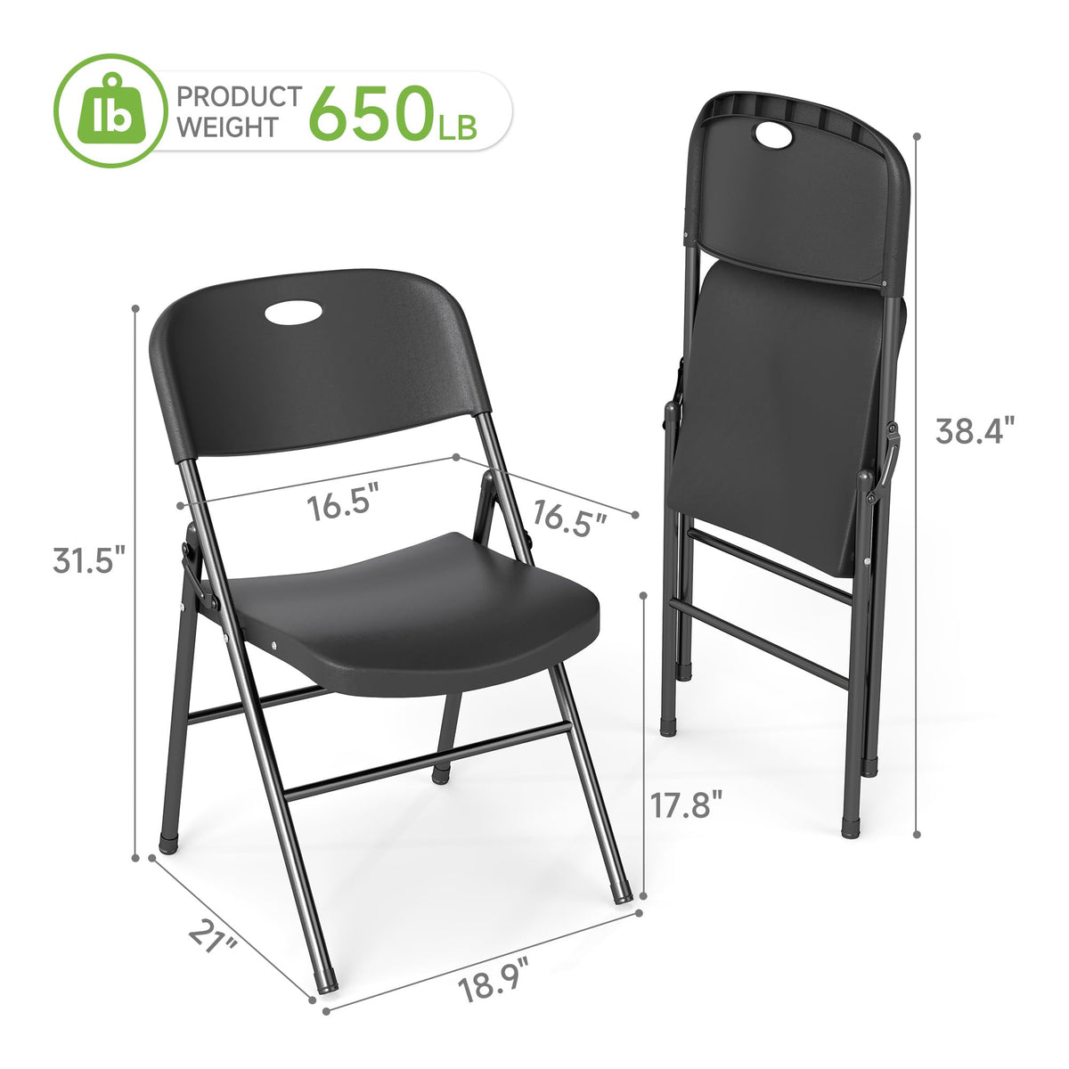 Folding Chairs Set of 10 Black E691