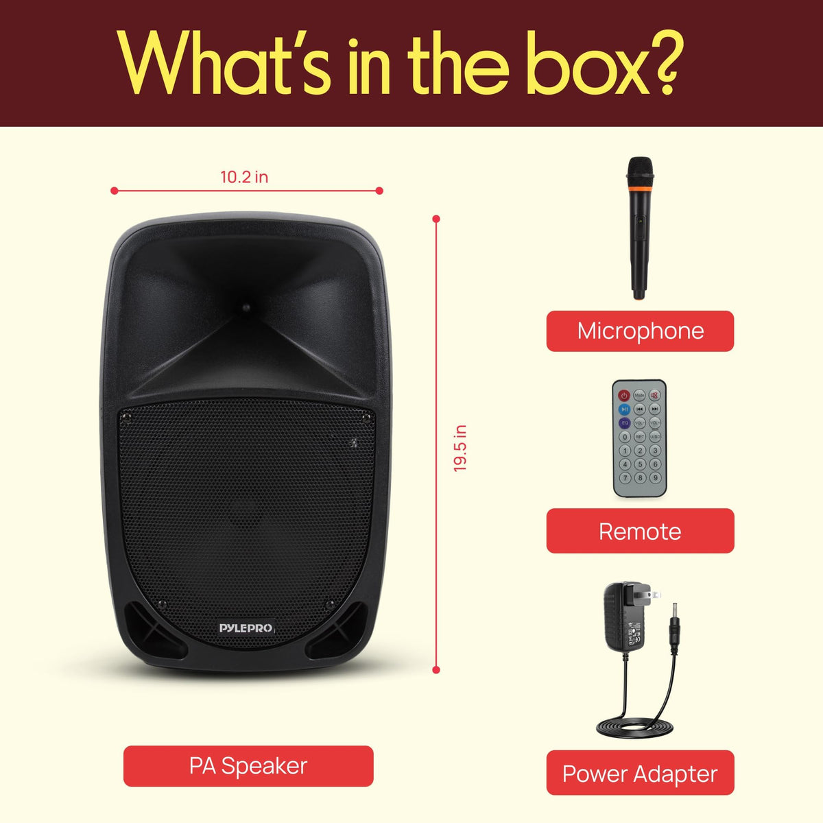1000W Portable Bluetooth PA Speaker with 10'' Subwoofer and Wireless Mic Y16356