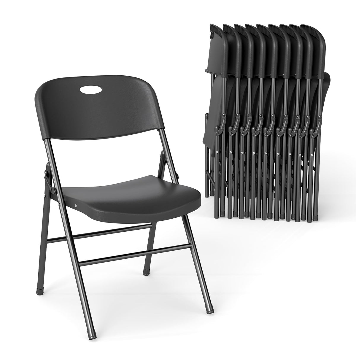 Folding Chairs Set of 10 Black E691