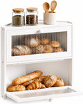 White Double Layer Bamboo Corner Bread Box B4901