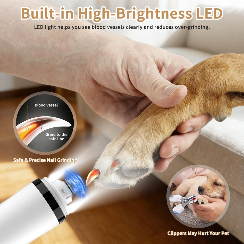 Quiet Dog Nail Grinder with Guard & 2 LED Lights X851