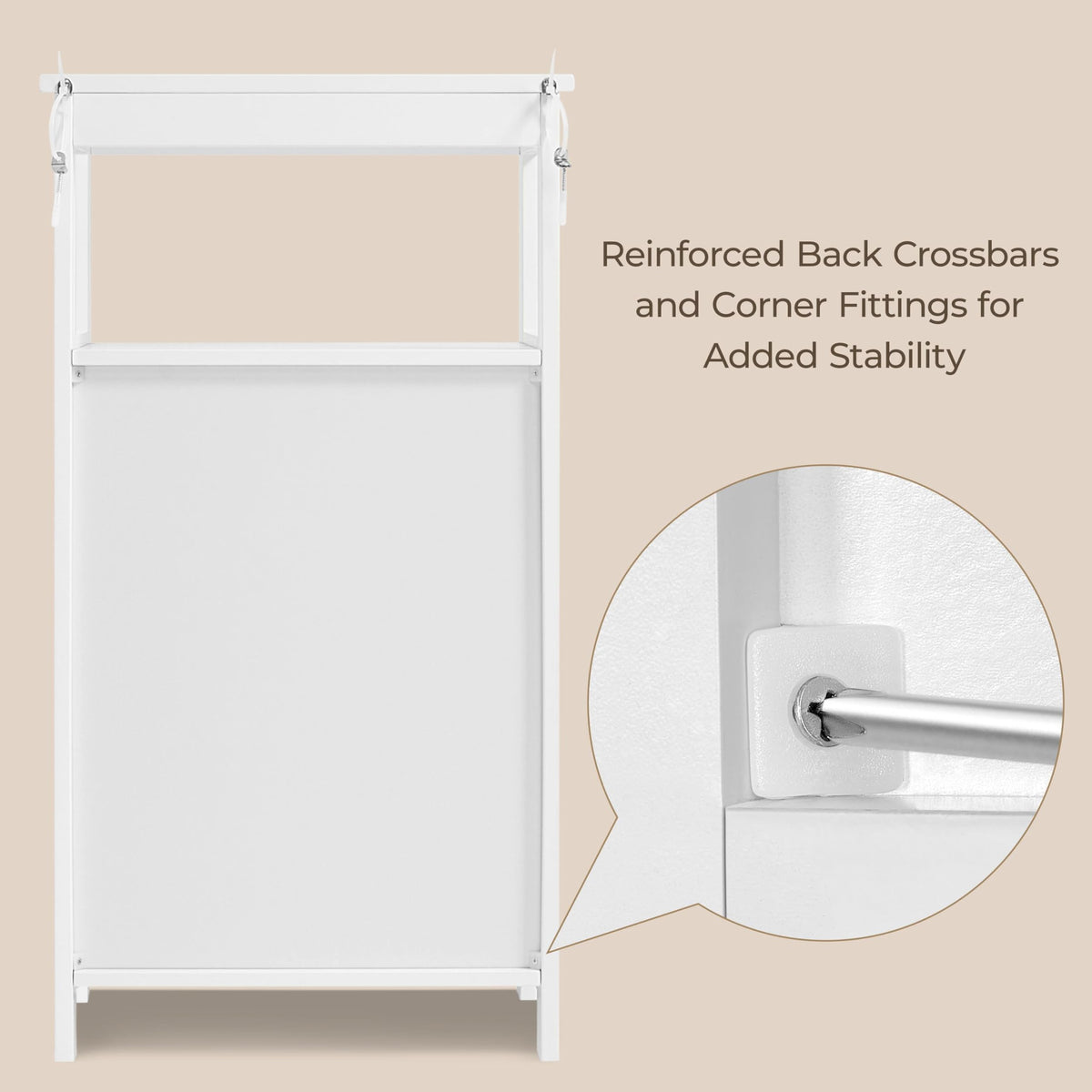 White Bathroom Storage Cabinet with Door & Open Shelf V78299