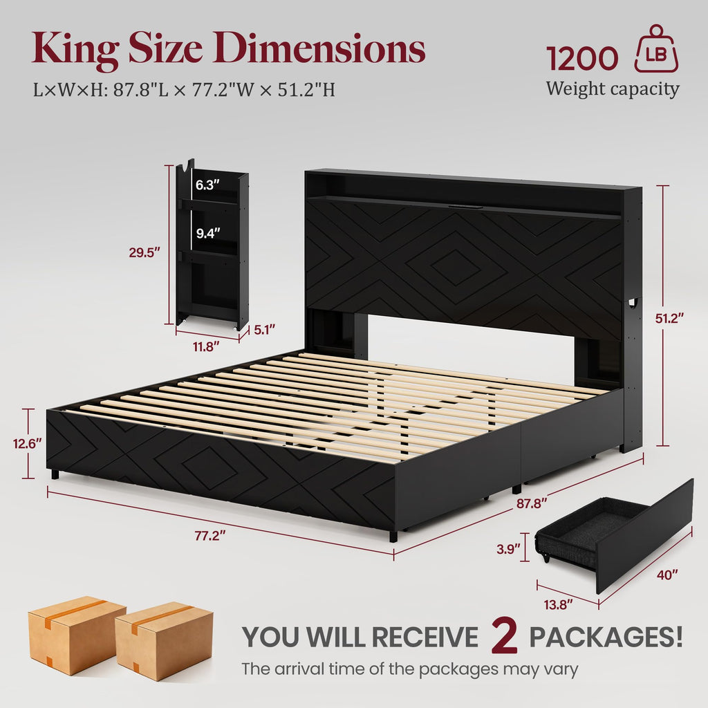 King Size Bed Frame with Tall Headboard G994246