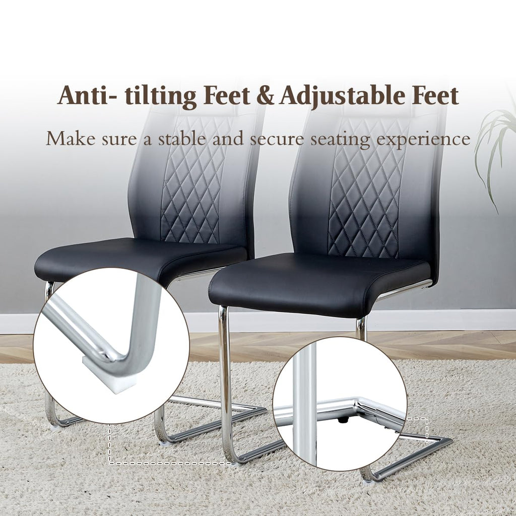 Black Faux Leather Dining Chairs Set 6 G481675