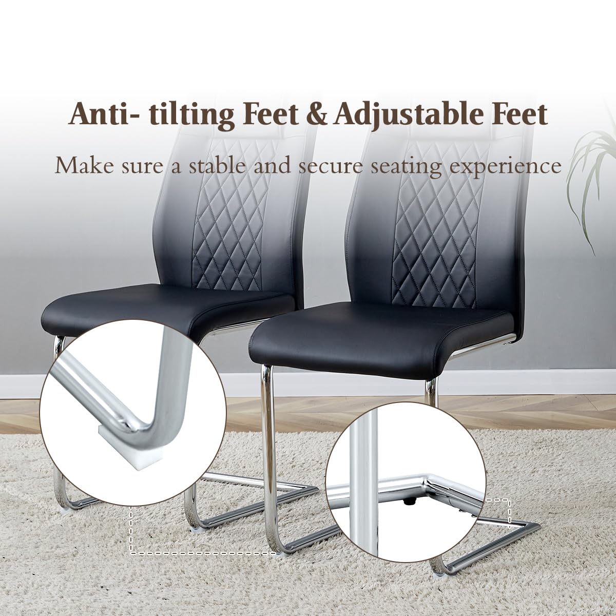 Black Faux Leather Dining Chairs Set 6 G481675