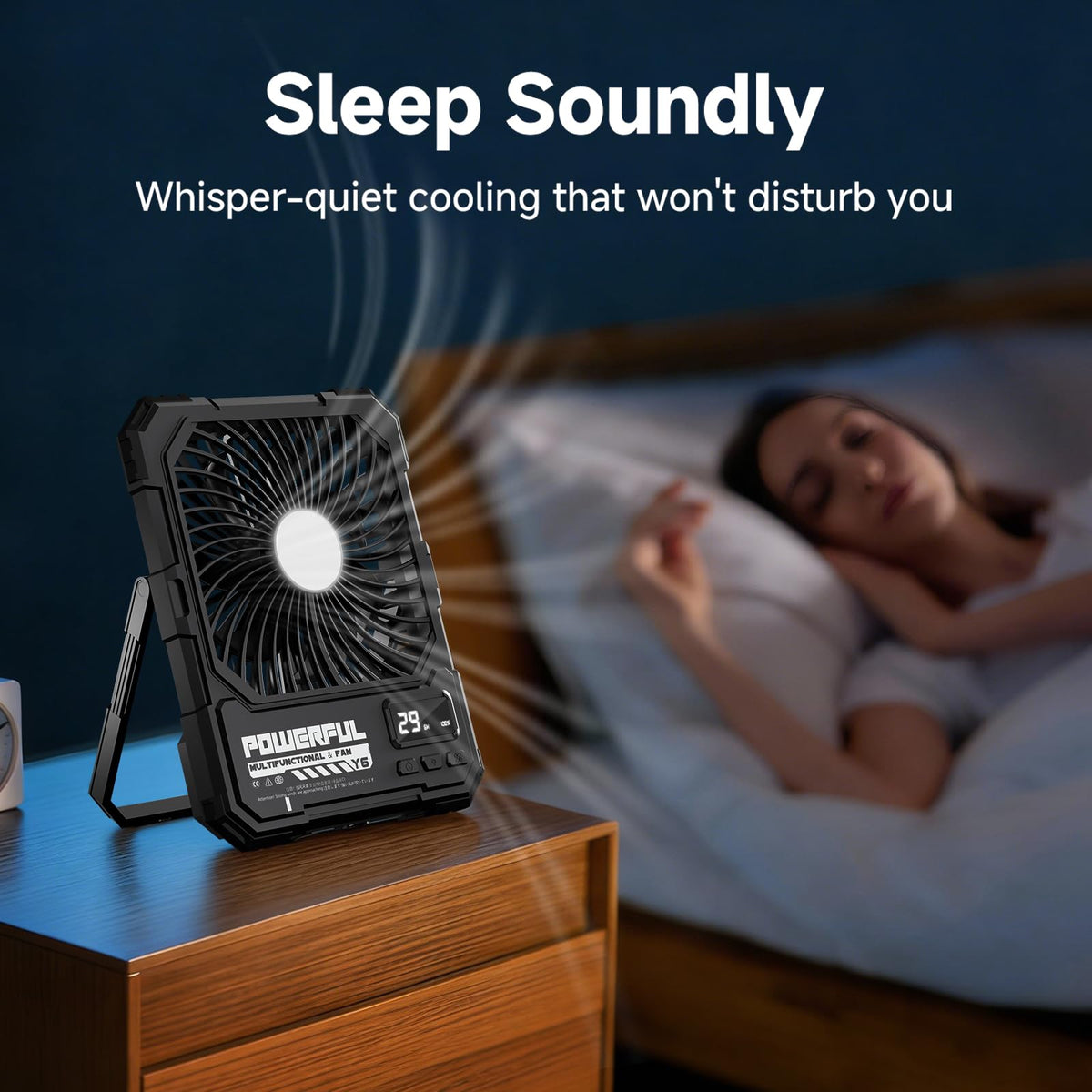 20000mAh Rechargeable Battery Powered Fan with LED Light P9864