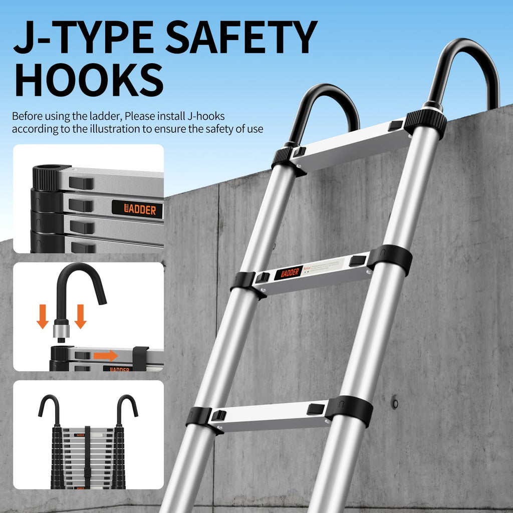 19.5FT Aluminum Telescoping Ladder 330lbs C386390