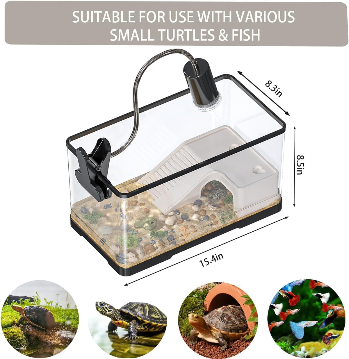 4.7 Gallon Aquatic Turtle Habitat with Basking Lamp, Filter & Platform N177