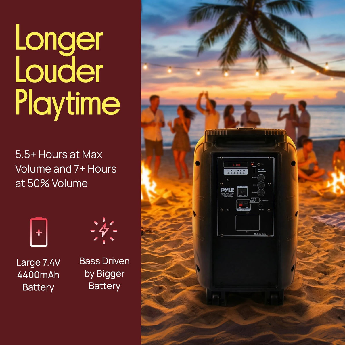 1000W Portable Bluetooth PA Speaker with 10'' Subwoofer and Wireless Mic Y16356