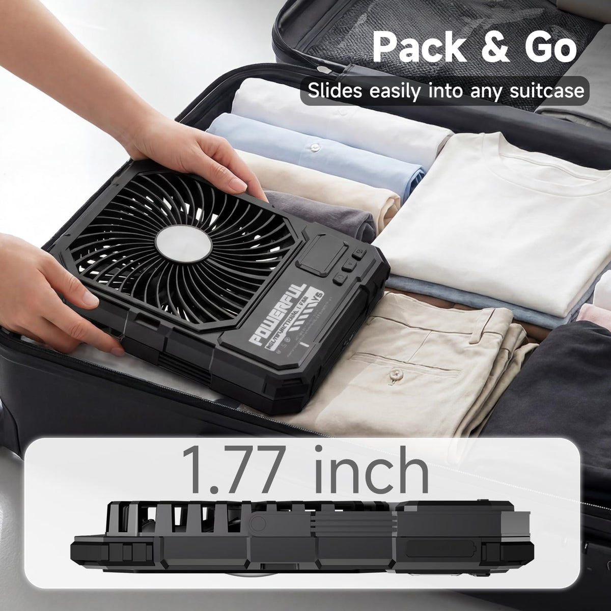 20000mAh Rechargeable Battery Powered Fan with LED Light P9864