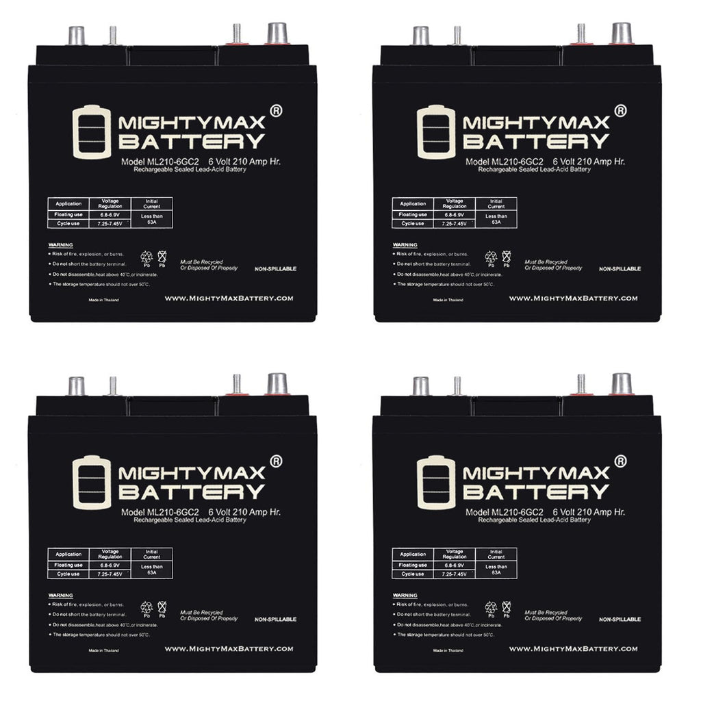 6V 210AH Dual Terminal SLA Replacement Battery 4 Pack S76054