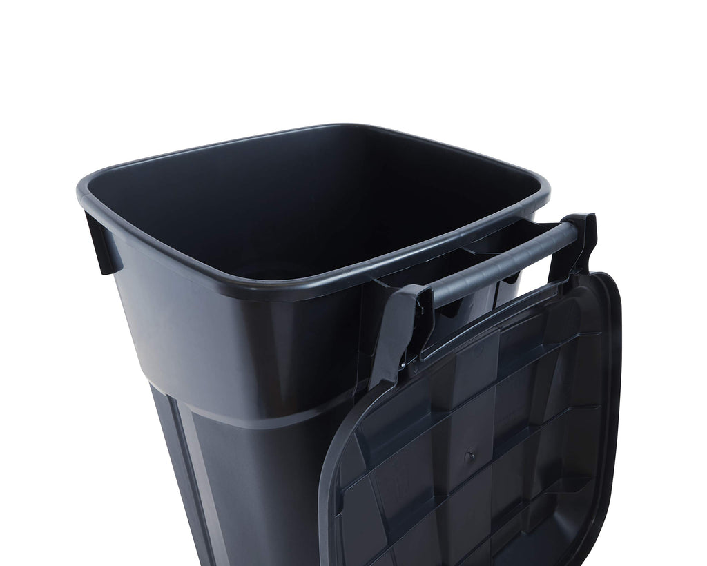 32 Gallon Black Wheeled Outdoor Garbage Can with Snap Lock Lid, 2 Pack J5189