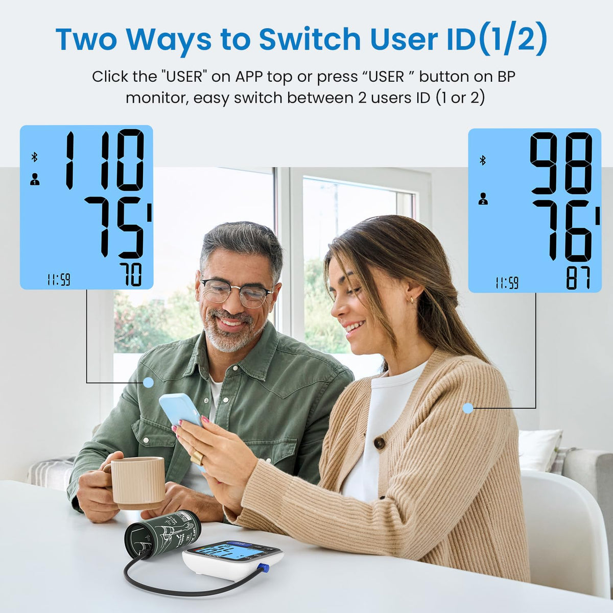Smart Blood Pressure Monitor with Wide Cuff S137
