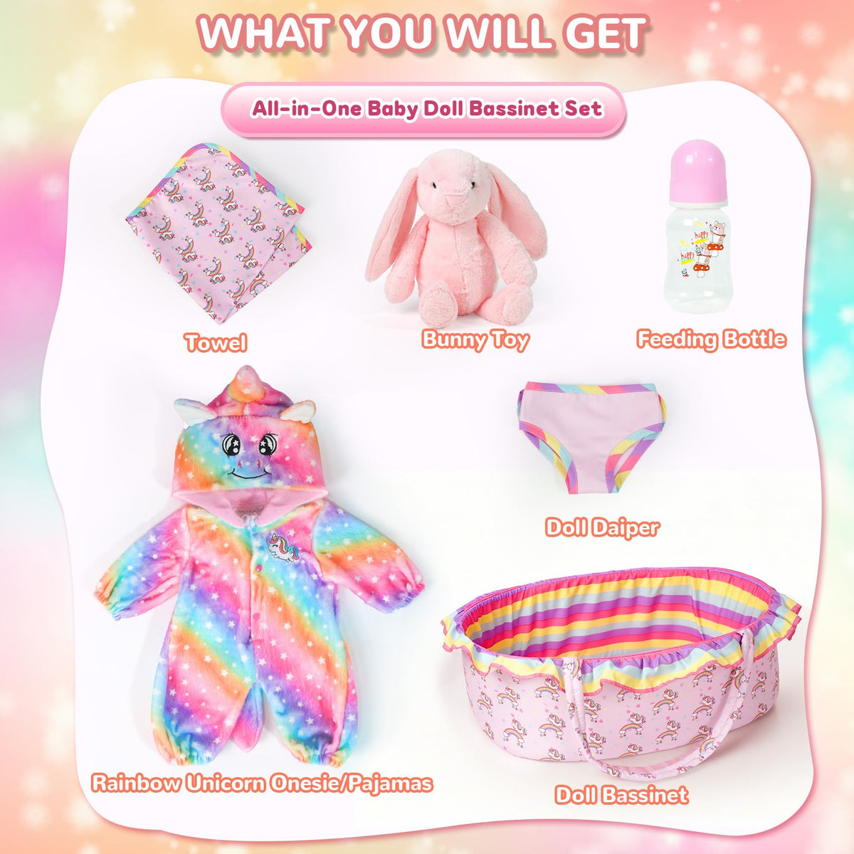 Baby Doll Clothes Outfit Set with Bassinet C50435