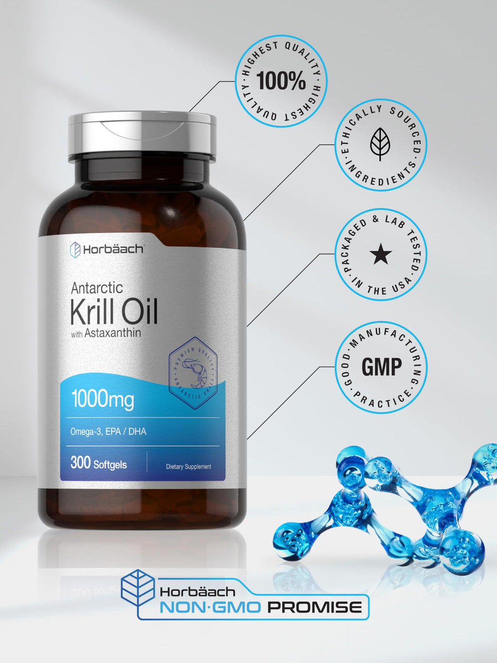 Antarctic Krill Oil 1000mg Softgels 300 Count X3253